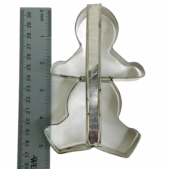 2 Primitive Soldered Gingerbread Man + Cowboy Shaped Cookie Cutters With Handle - Picture 7 of 12